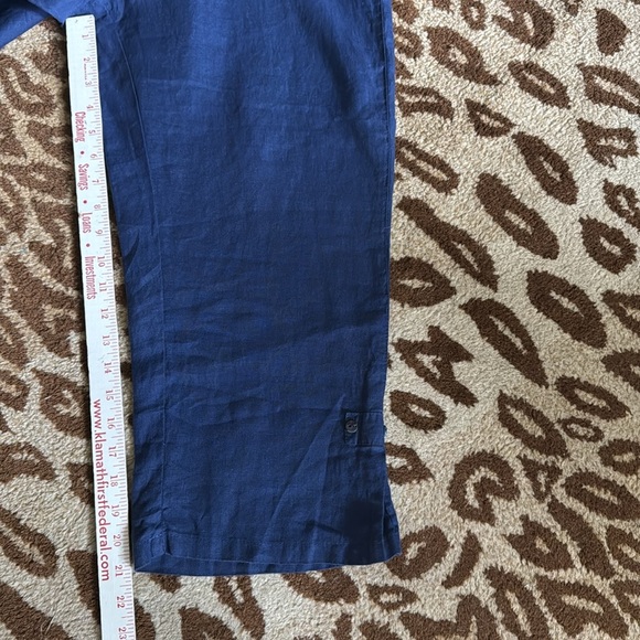 Click by Color Me Cotton 100% Linen Crop Pants Womens L blue pull on Lagenlook - Picture 6 of 9